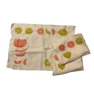 Vtg Mid Century Tammis Keefe Linen Placemats Napkins 16" x 11" Set of 3 - Citrus